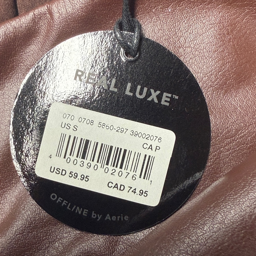 Aerie Offline Faux Leather Brown Leggings - Picture 5 of 6